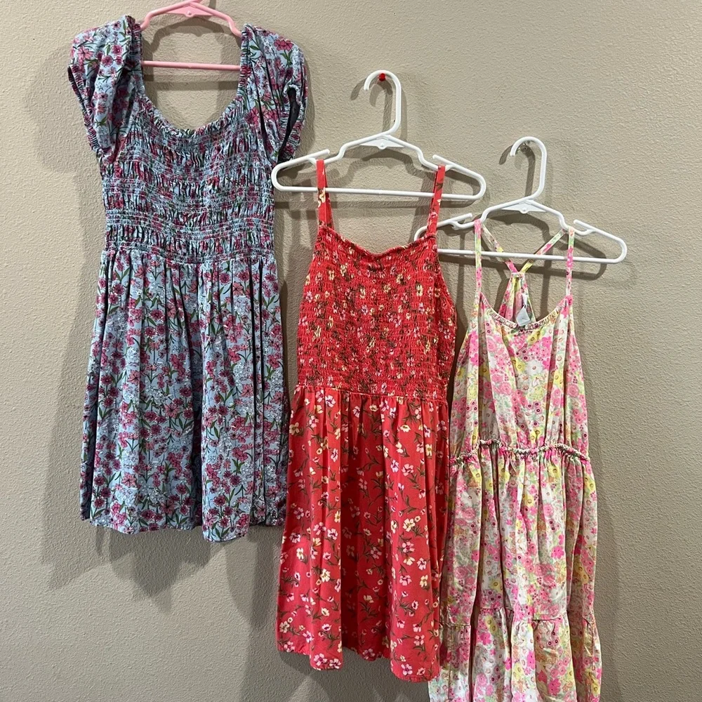 Floral Kids Dress Set - Blue, Red, Pink - Picture 2 of 8